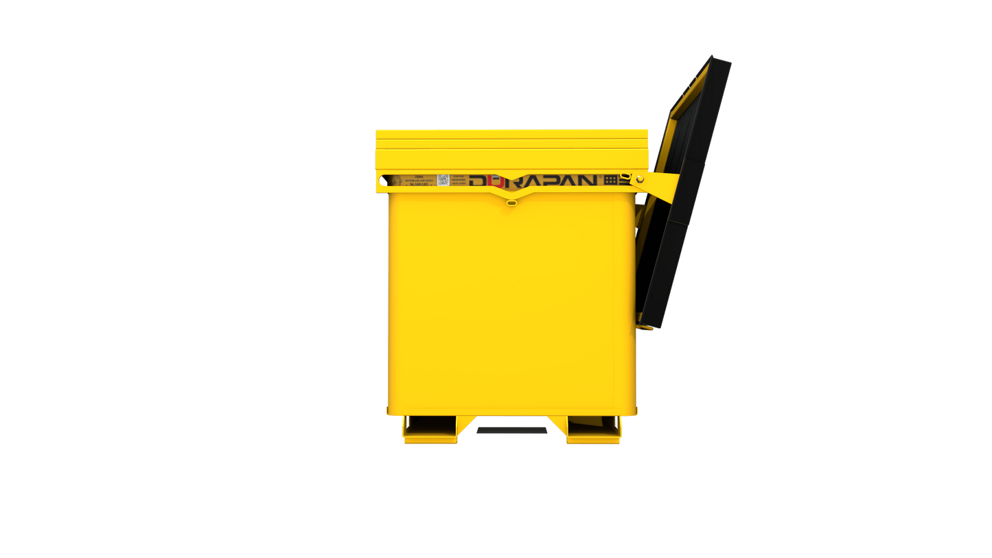 300 gal. Construction job-site tool washout station | Ideal for all trades including paint, drywall, stucco, fireproofing | locking lid/rain cover | removable work grate